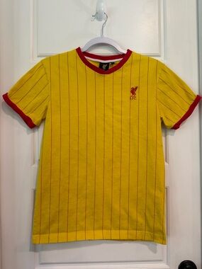 Liverpool FC #9 Ringer Tee Yellow Red Striped Shirt Small